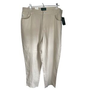 Lauren Ralph Lauren Linen Pants Womens 16W Beige Shelter Island Straight Leg NEW